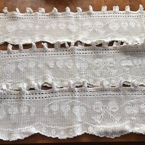 Bundle of 3 Vintage Handmade Crochet Curtain Valance Window Decor